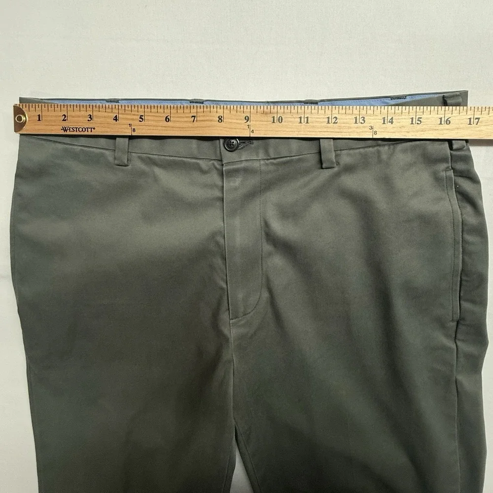 Brooks Brothers Advantage Chino Clark Mens 34x34 Grey Flat Front Pants‎